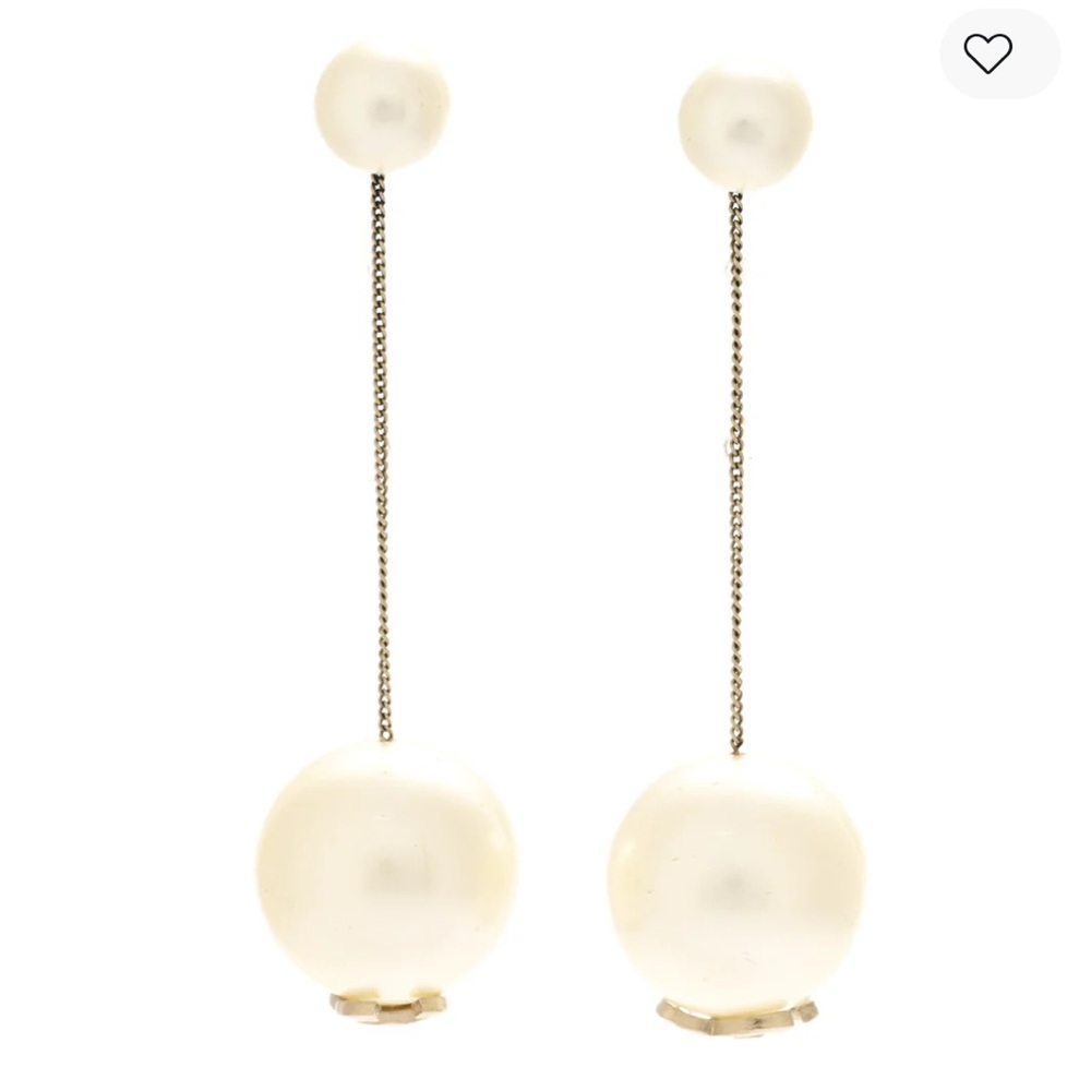 SOLD CHANEL Gold Logo on Pearl Earrings